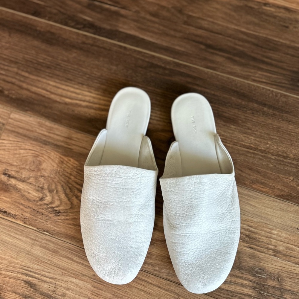 Leather slip on minimalist mules flats shoes